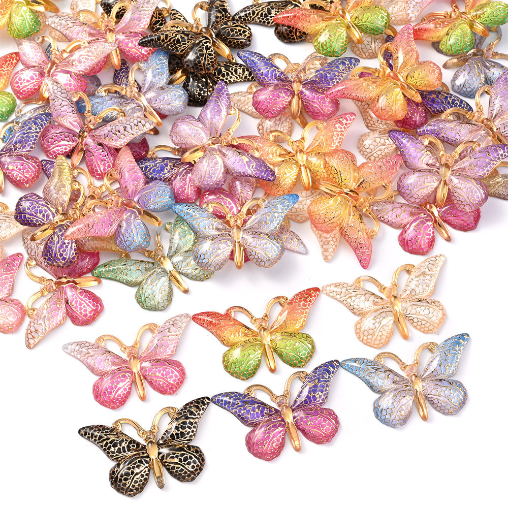 10pcs Colorful Butterfly Pendant Charms