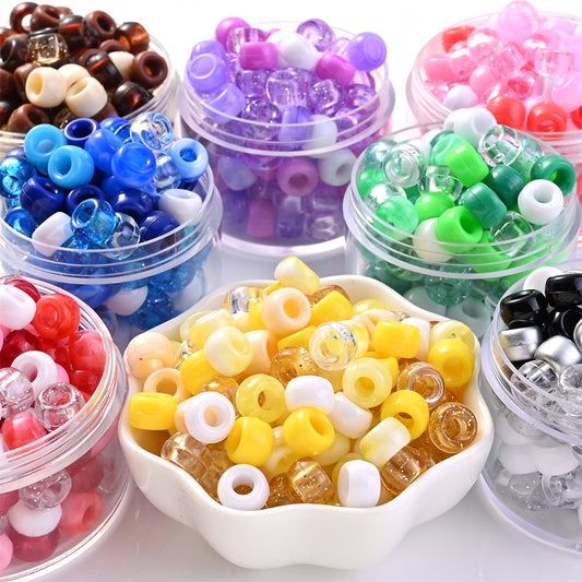 100pcs 6x9mm Colorful Acrylic Large Hole Beads
