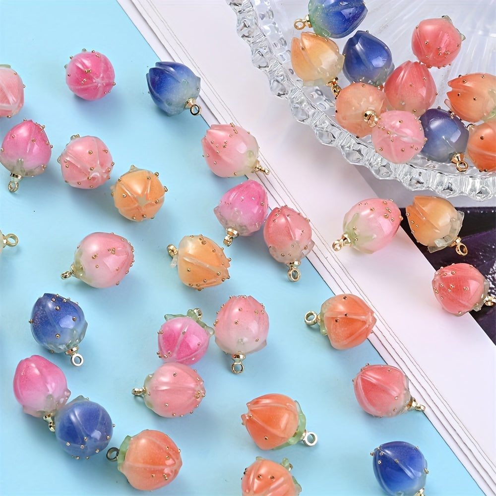 5pcs Colorful Bud Acrylic Pendant Charms