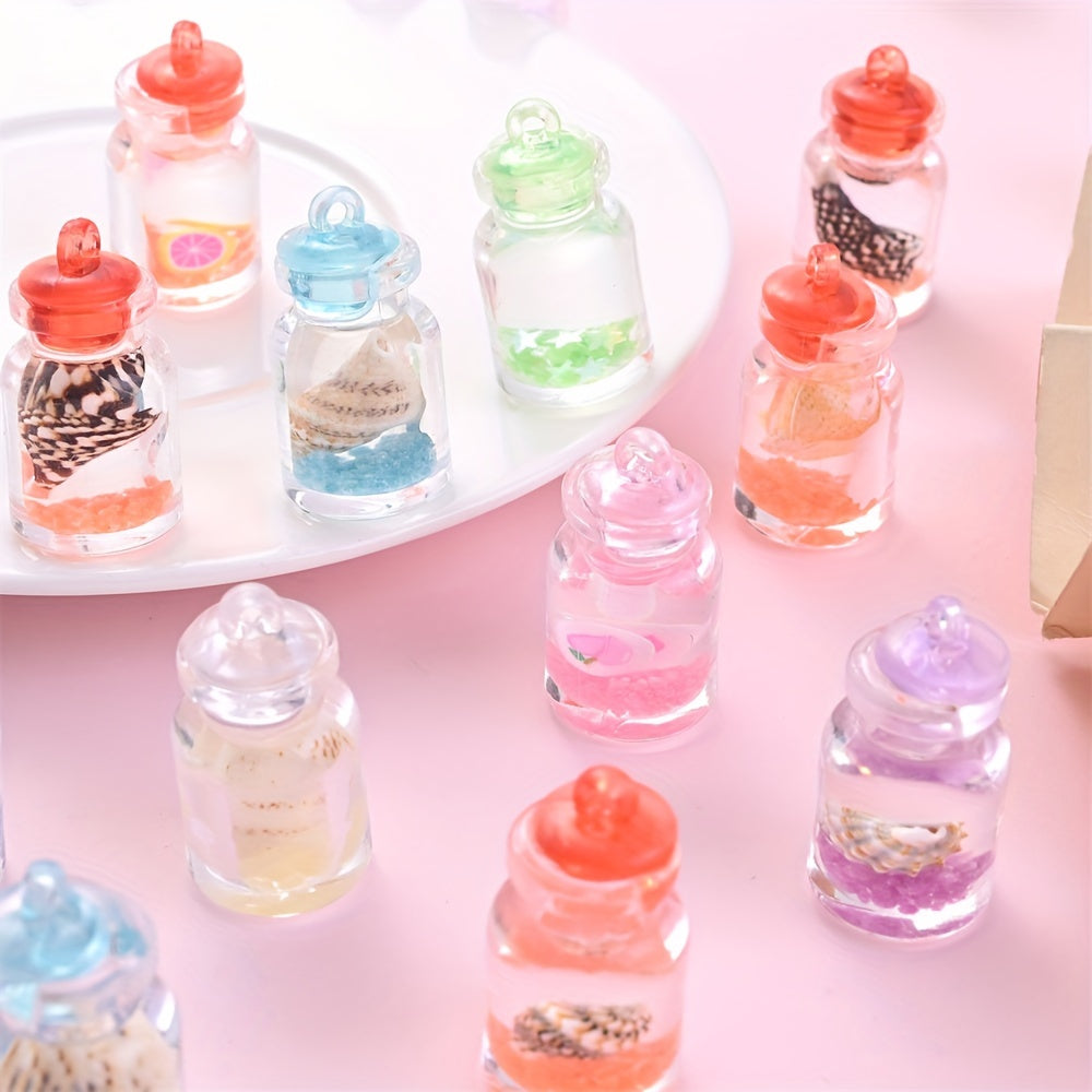 5pcs Luminous Resin Bottle Shell Pendant Charms