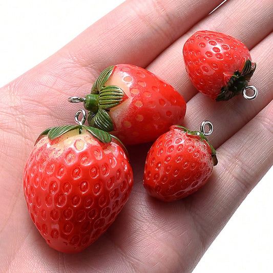 Red Strawberry Resin Charms