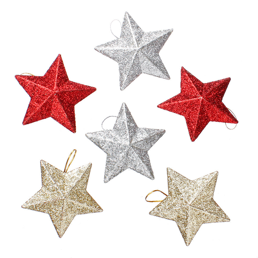 6-Piece Random Shiny Christmas Star Decorations