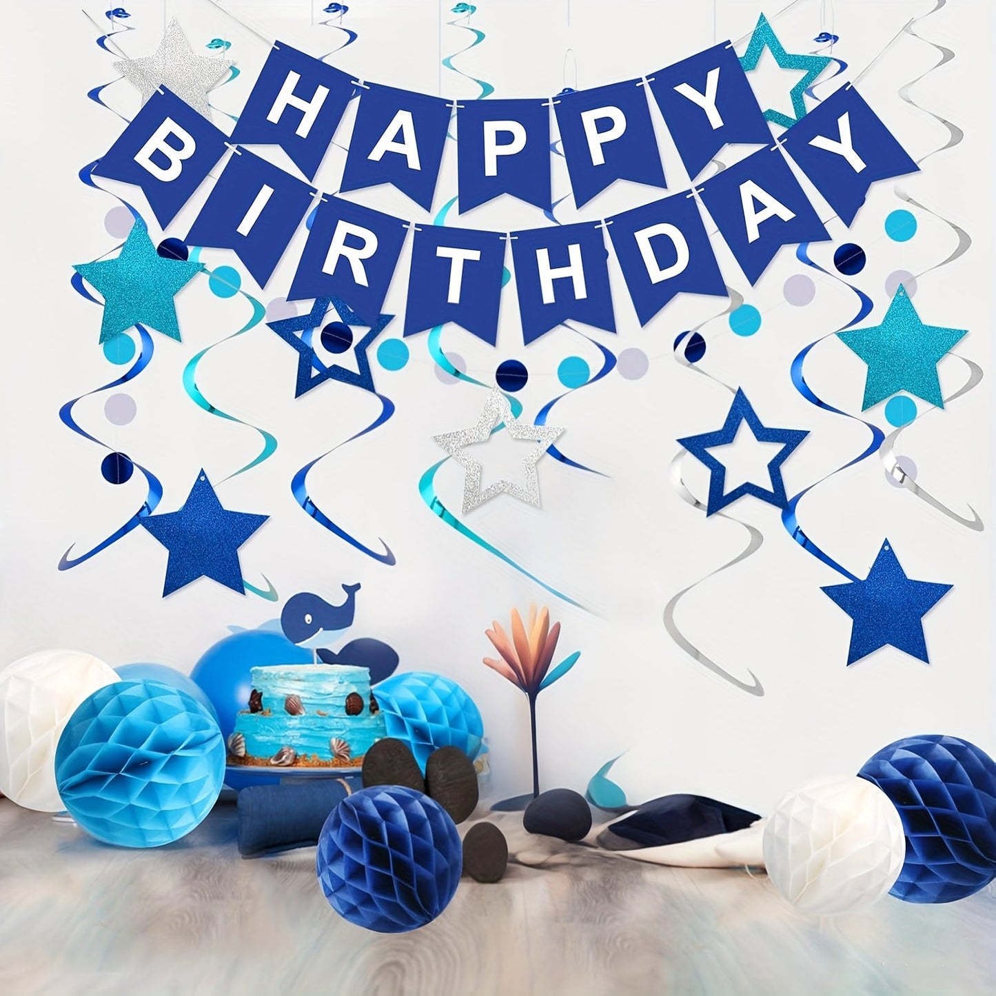 Blue Birthday Party Decoration Set