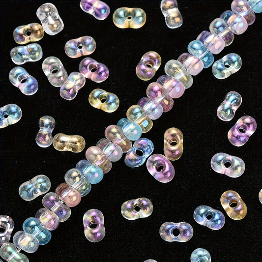 Rainbow Glass Rice Spacer Beads