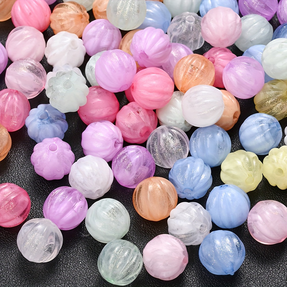 Fine Glitter Pumpkin Acrylic Spacer Beads