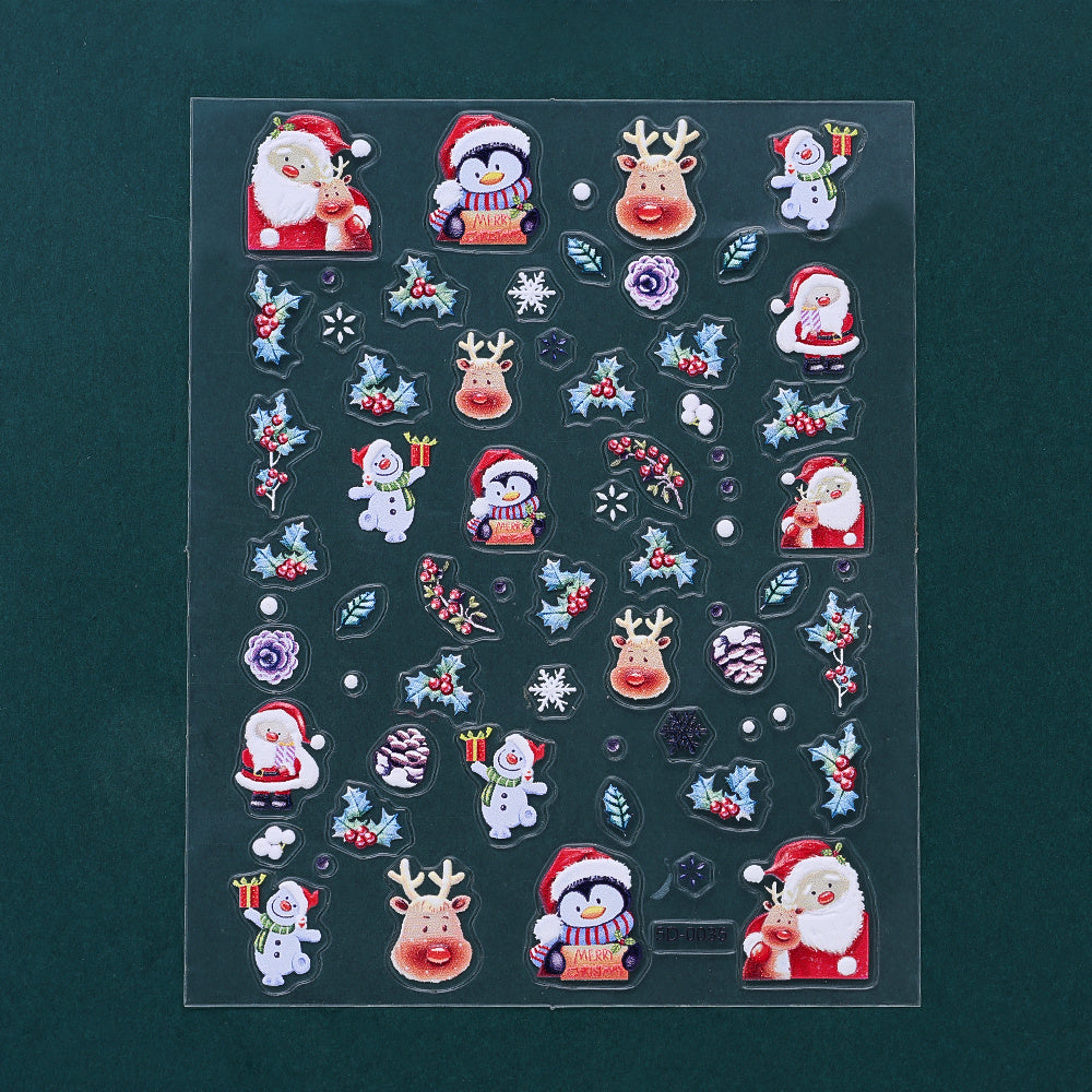 Christmas 5D Relief Nail Art Stickers