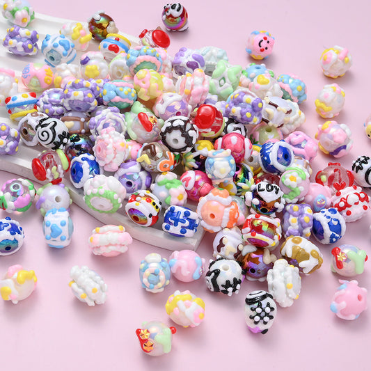 Painted Mixed Color Acrylic Beads