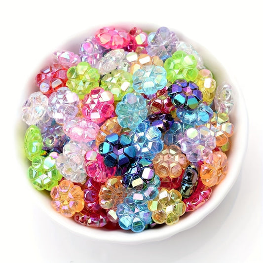 Multicolor AB Shiny Flower Acrylic Beads