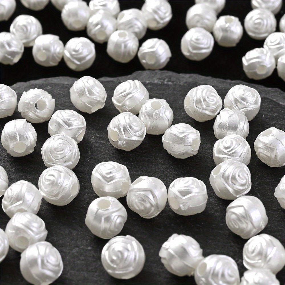 White Rose Acrylic Beads