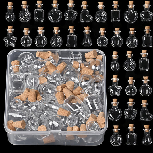 40-Piece Mini Clear Glass Bottles with Cork Stoppers