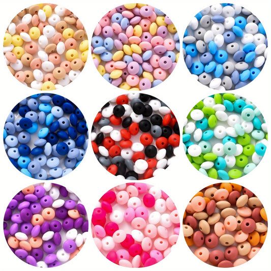 4 Colors Mix Flat Round Silicone Spacer Beads