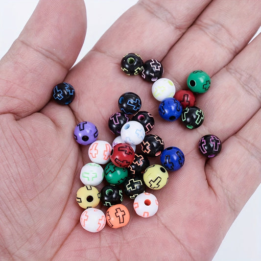 Round Cross Acrylic Beads