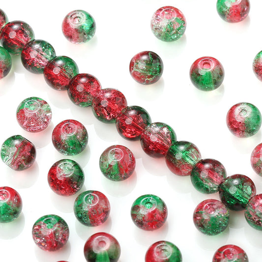 Red Green Gradient Crystal Round Beads