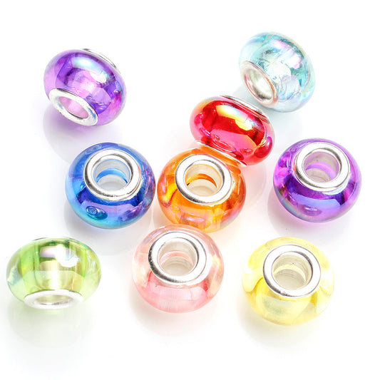 AB Transparent Round Acrylic Large Hole Beads
