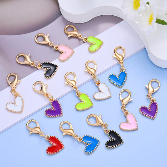Colorful Enamel Heart Pendant Charms