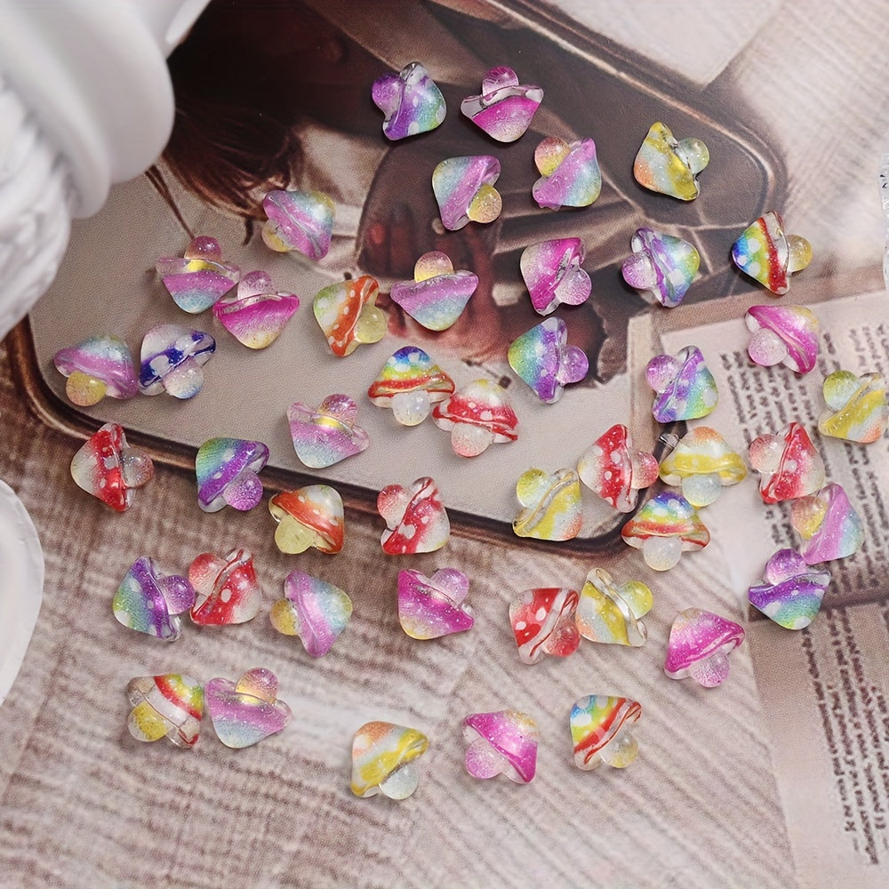 Resin Mushroom Flatback Beads