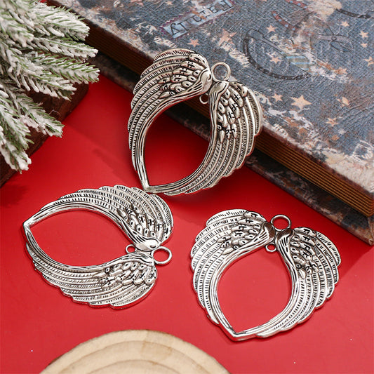 Christmas Silver-Tone Angel Wing Pendant Charms