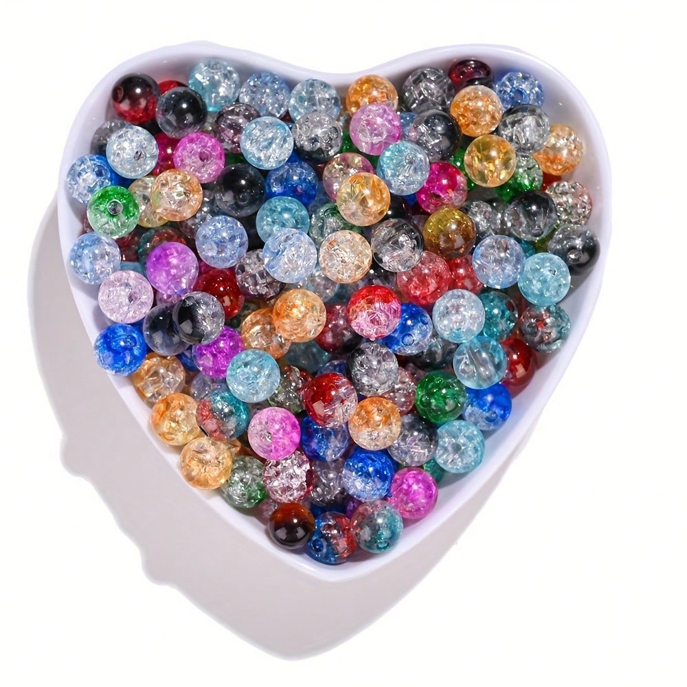500pcs 8mm Round Crack Acrylic Beads