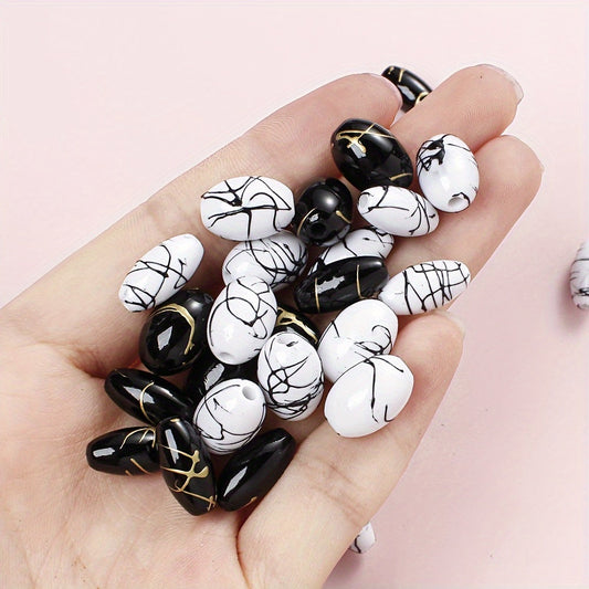 Black Gold Silk Thread Acrylic Beads