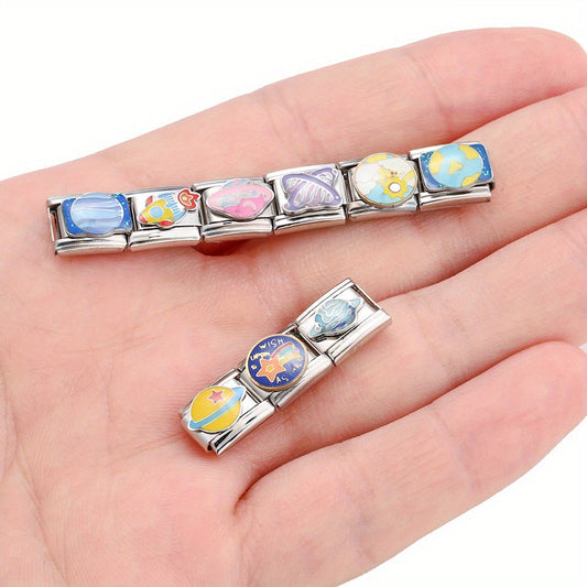 Space-Themed Stainless Steel Bead
