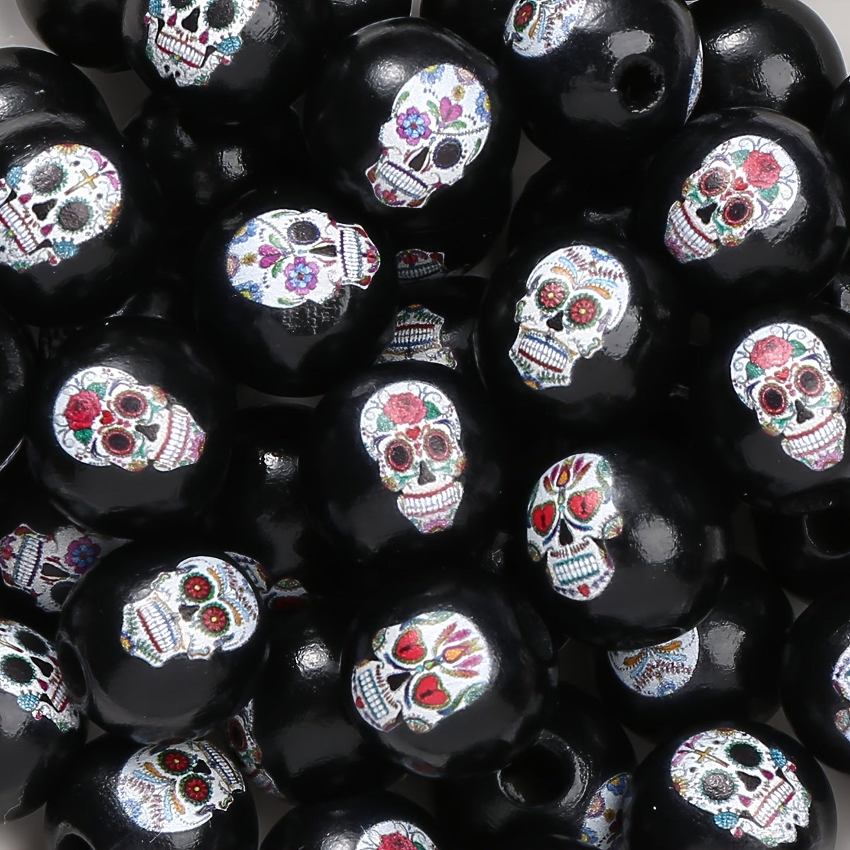 Halloween Skull Wooden Spacer Beads