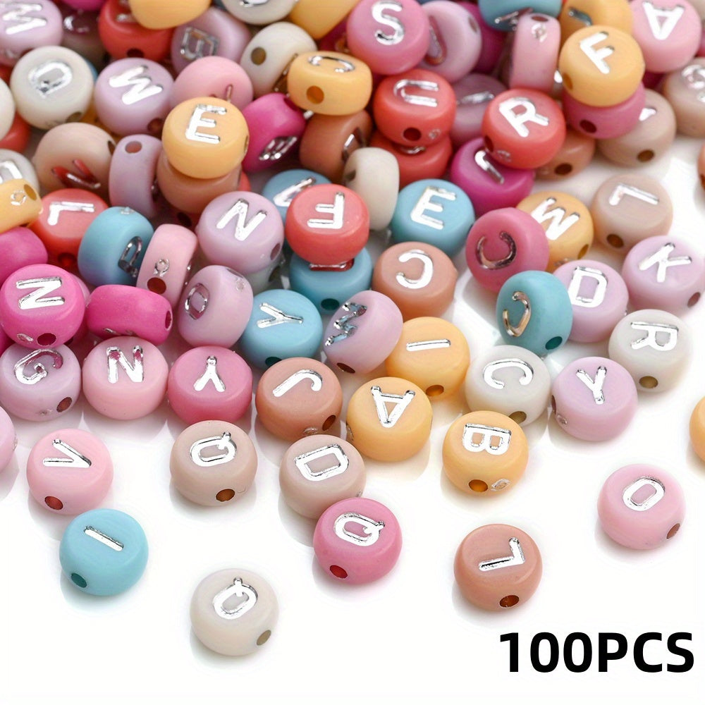 100PCS 4×7mm Heart-Shaped A-Z Letter Acrylic Bead Set