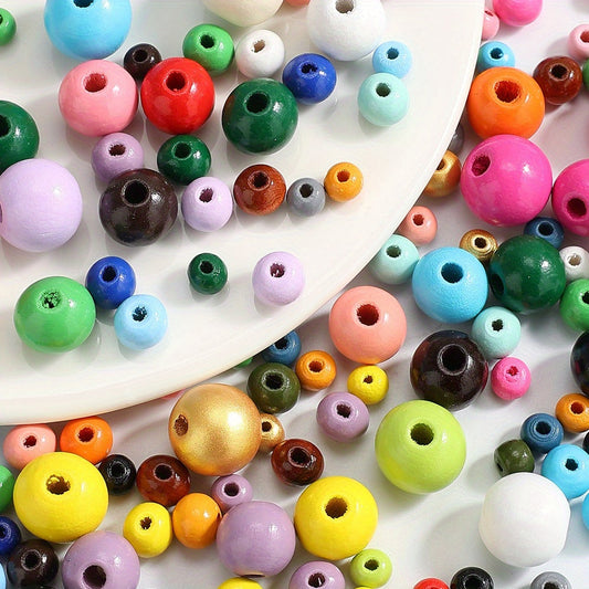 Multi Color Glossy Wood Beads