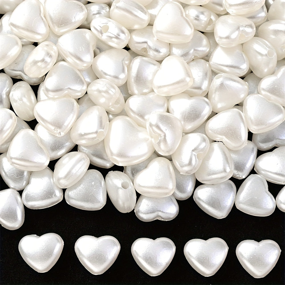 50pcs 8x9mm White Heart Acrylic Beads