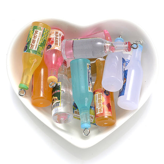 10PCS Multicolor Mini Drink Bottle Charm Set