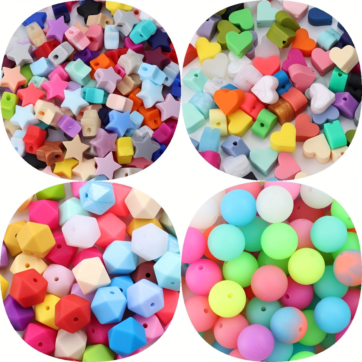 10pcs Mixed Color Silicone Luminous Beads Set
