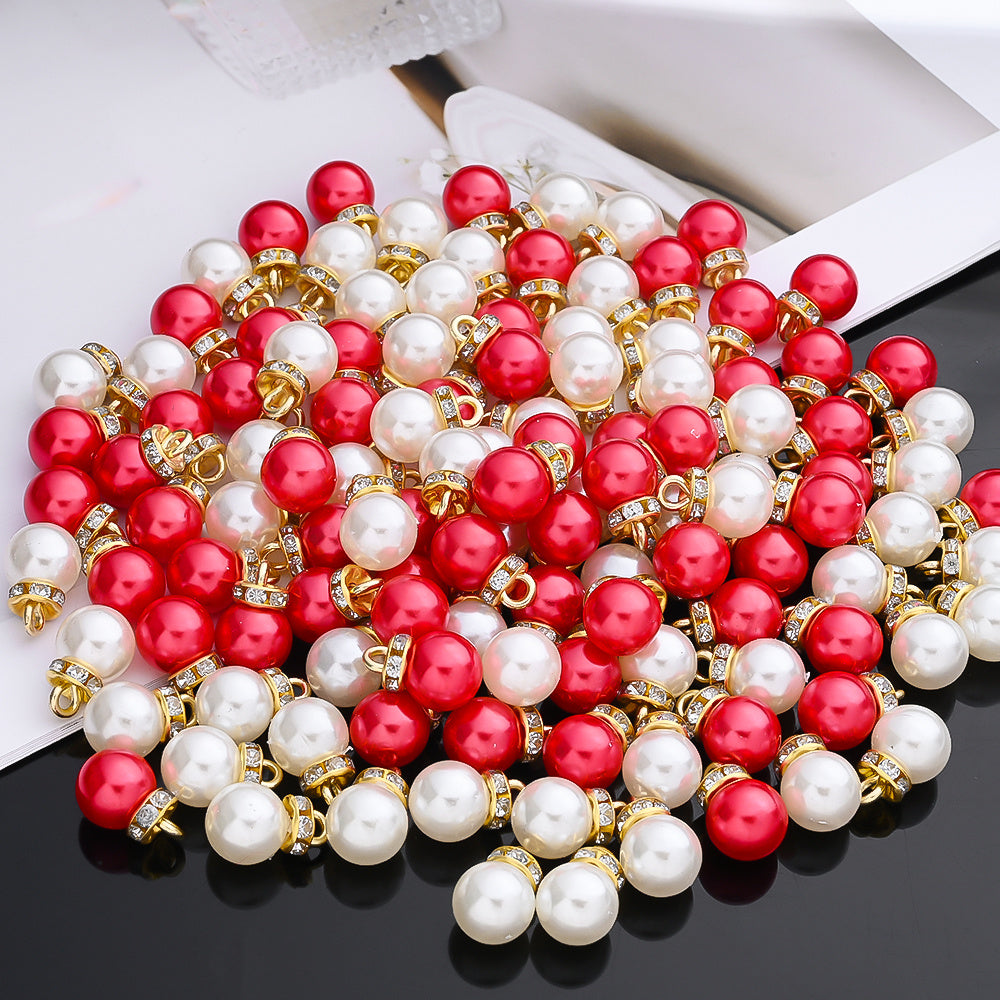Mix Red Rhinestone Acrylic Charm Beads