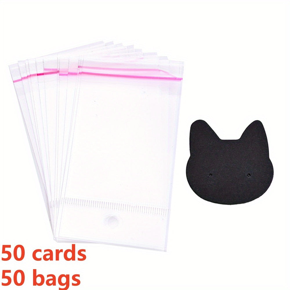 Colorful Cat Shape Jewelry Display Cards with Bags