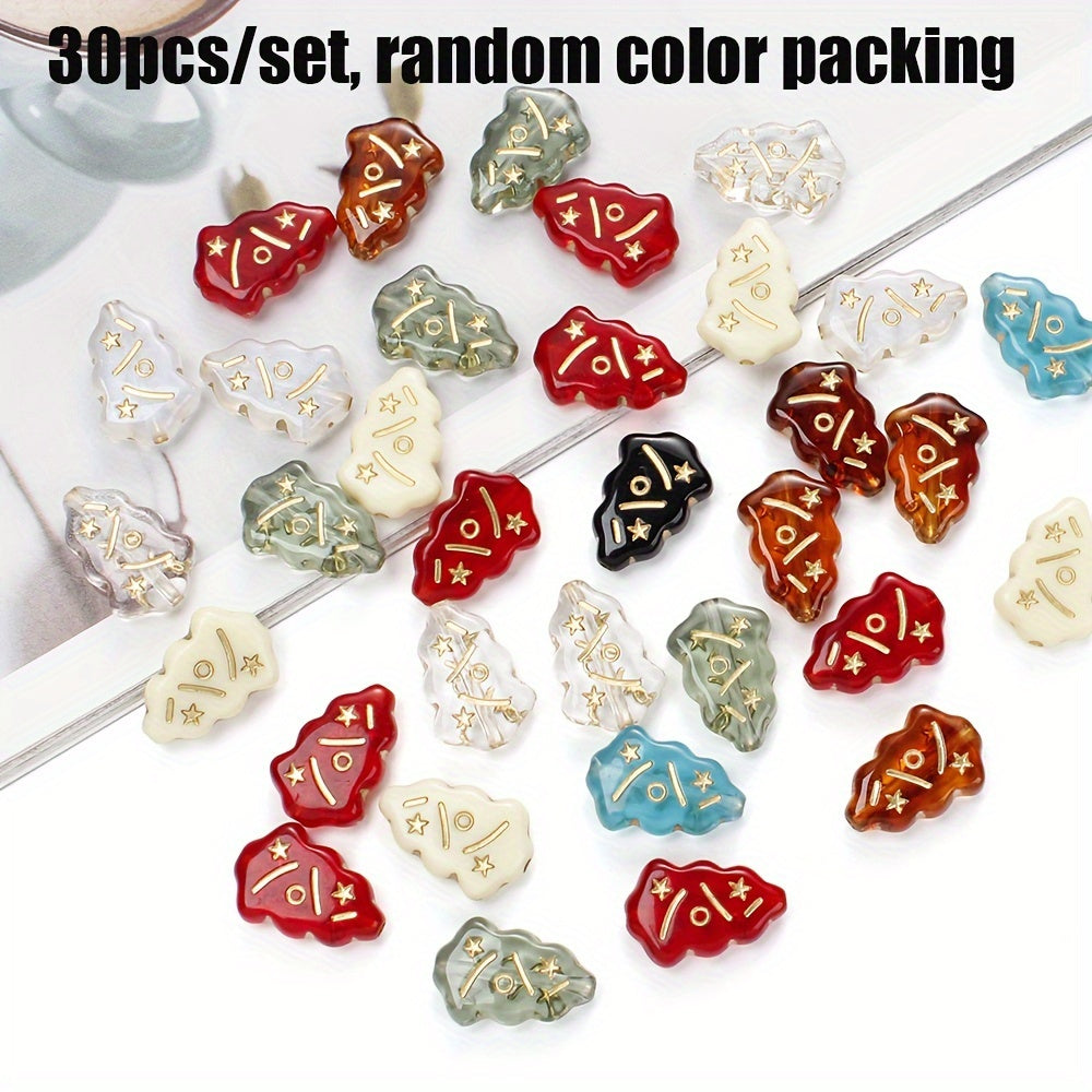 30pcs/set Shiny Christmas Tree Acrylic Beads