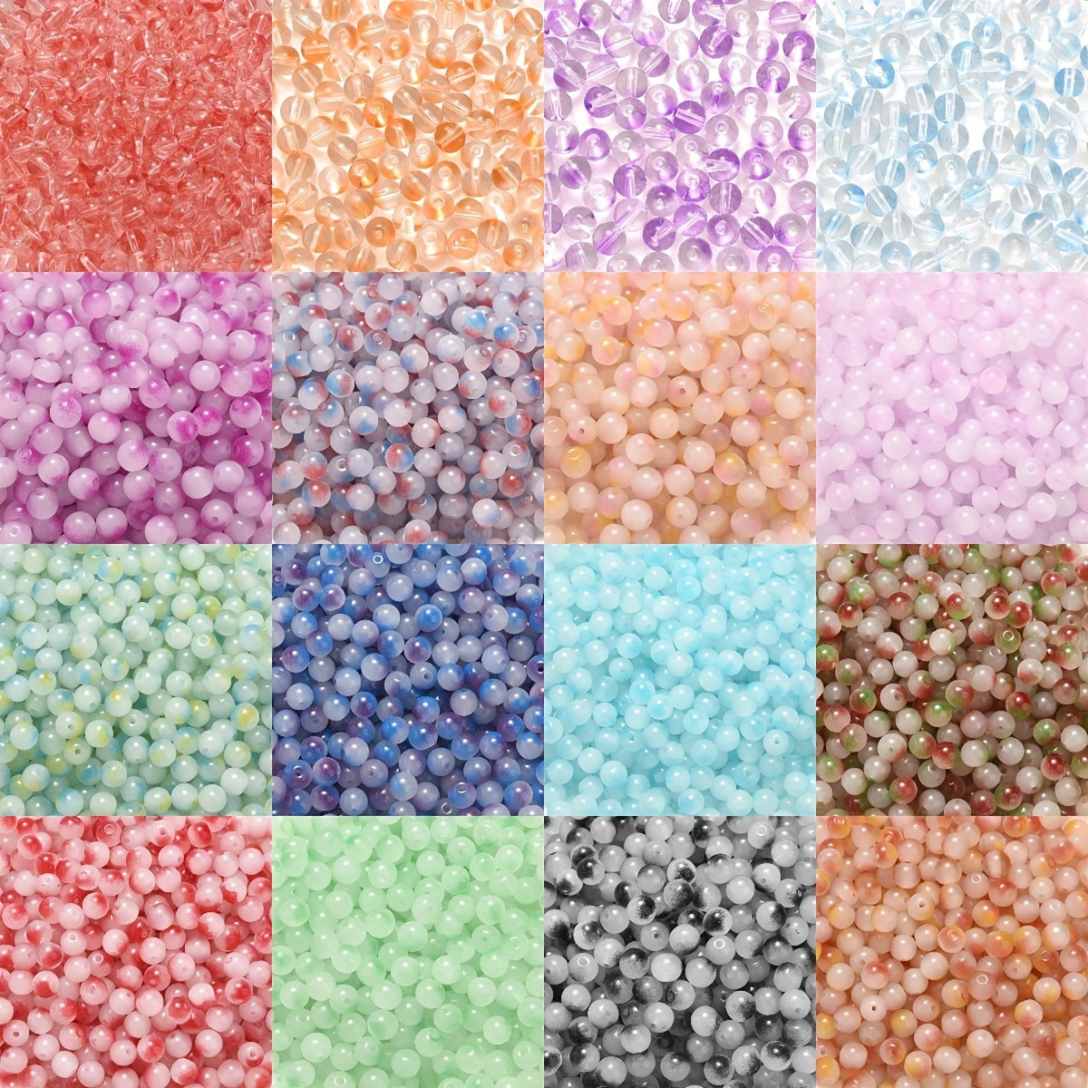 100pcs 8mm Colorful Gradient Transparent Glass Beads