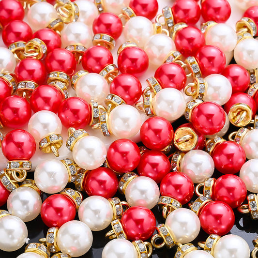 Mix Red Rhinestone Acrylic Charm Beads