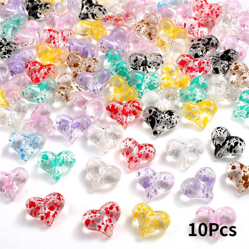 Starry Sky Heart Acrylic Beads