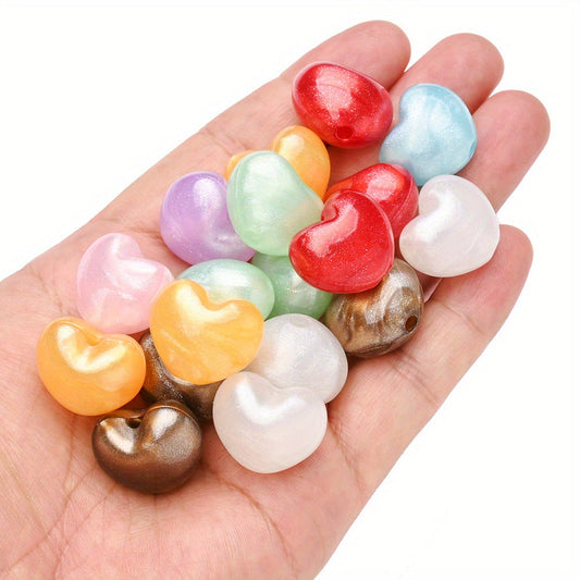 18x21 mm Colorful Fine Glitter Acrylic Heart Spacer Beads