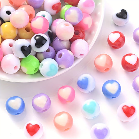 Heart Pattern Acrylic Beads