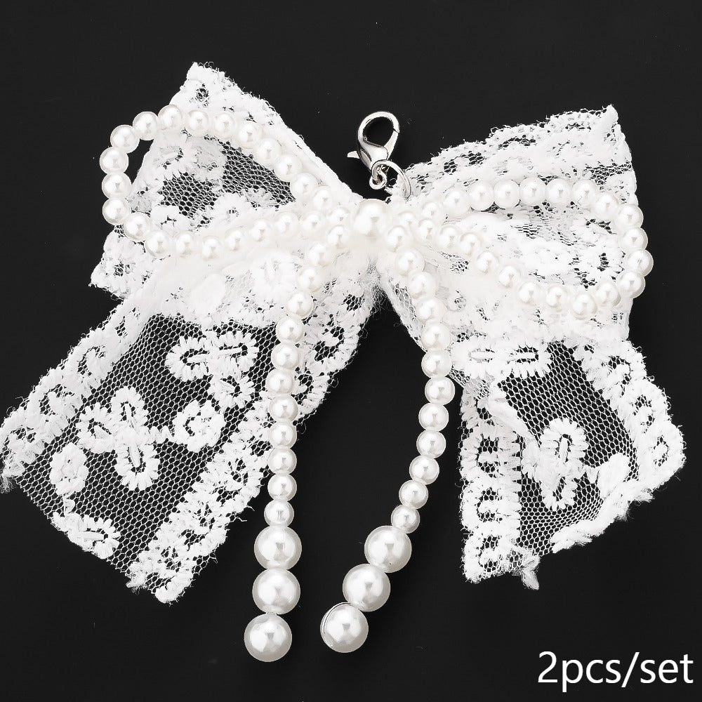 Lace Pearl Bow Keychains