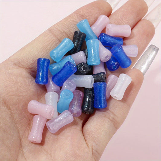 Glitter Bamboo Tube Acrylic Beads
