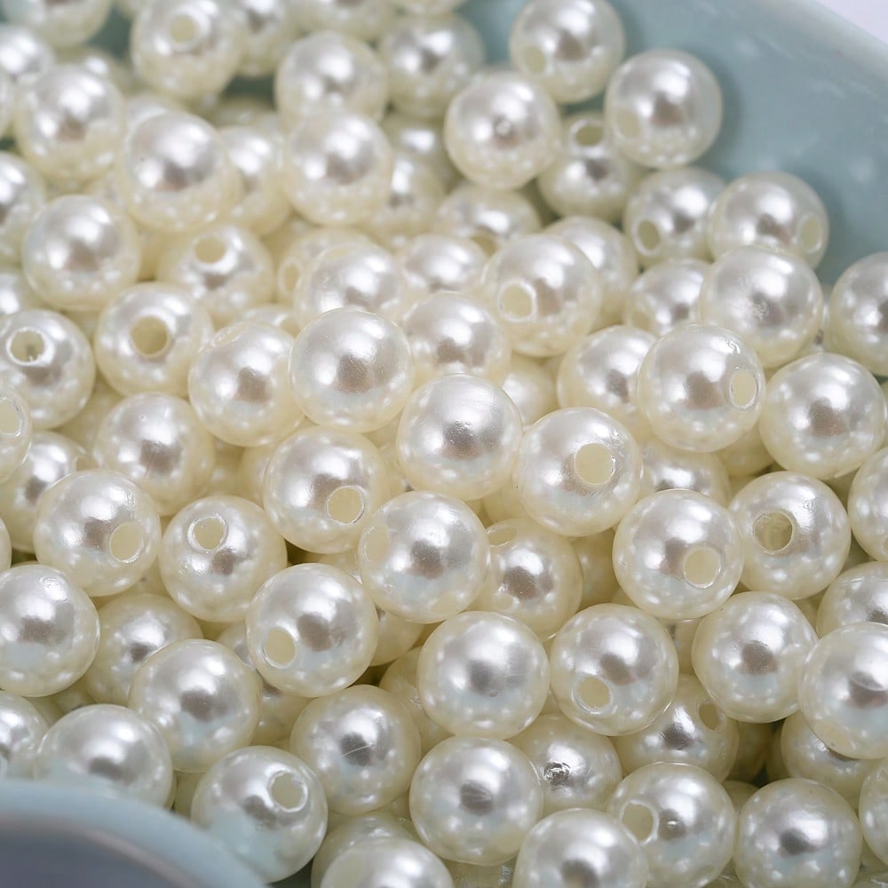 White Imitation Pearl Acrylic Beads