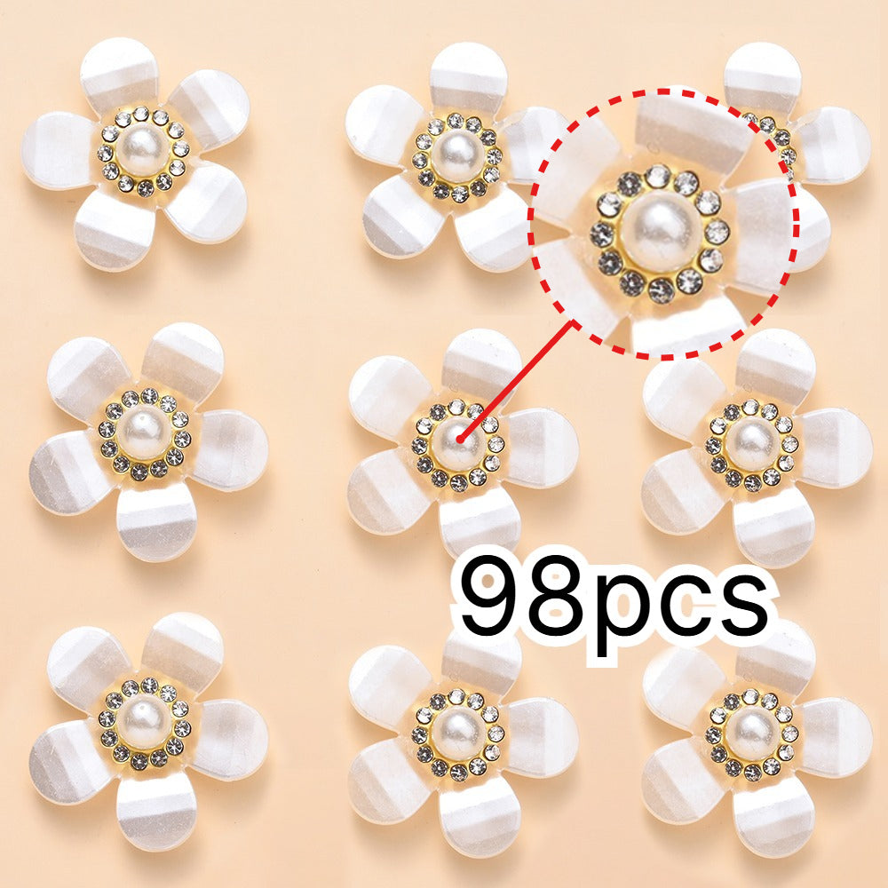 White Flower Acrylic Flatback Beads