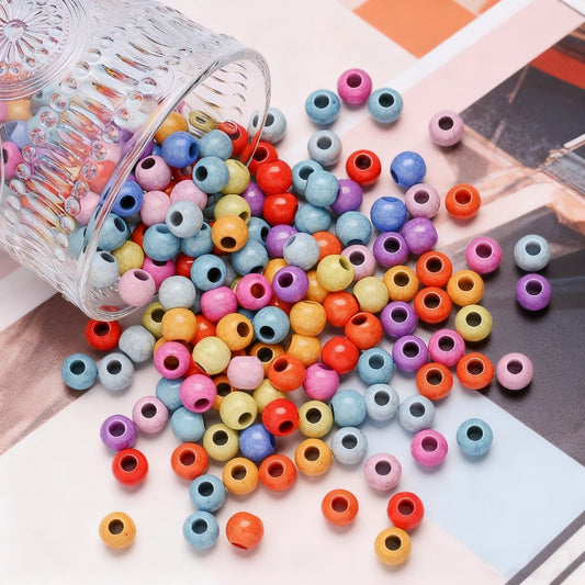 100pcs 10mm Crackle Large Hole Acrylic Beads