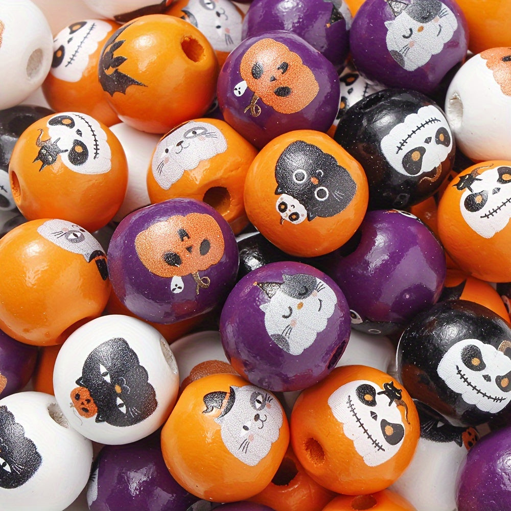 Halloween Bat Black Cat Wooden Spacer Beads