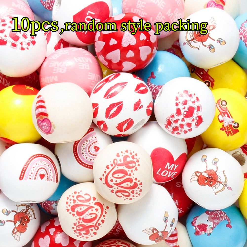 Valentine’s Day Printed Wooden Beads