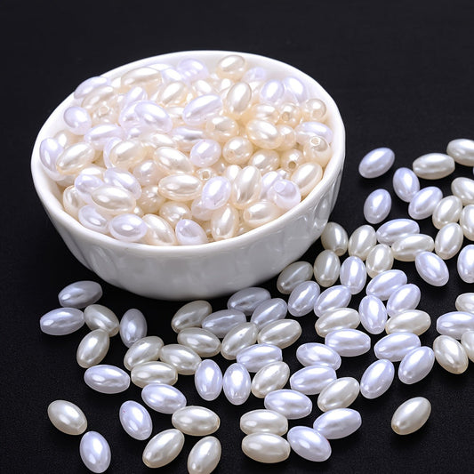 100PCS 6×10mm White Acrylic Bead Set