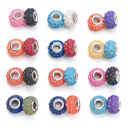 188pcs Sparkling Acrylic Large Hole Spacer Beads