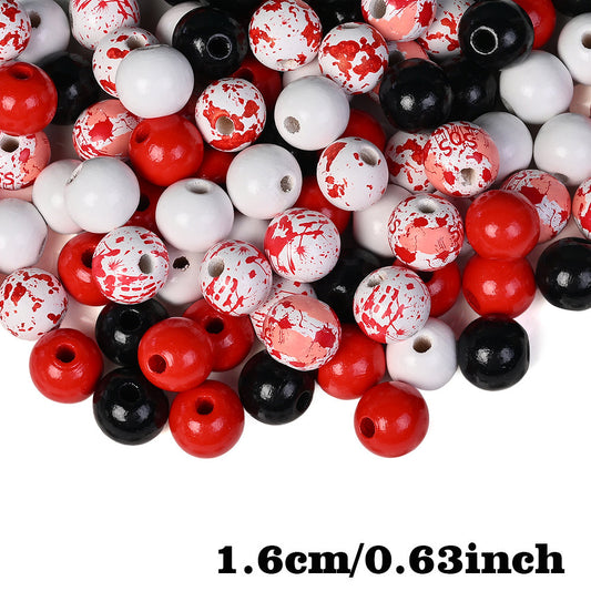 120pcs Halloween Wood Beads Set