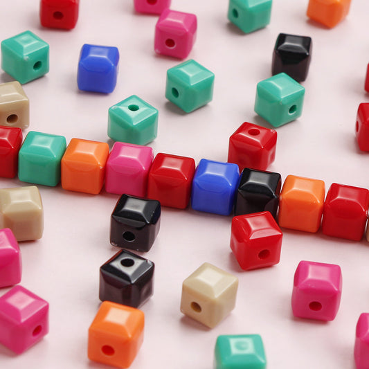 100-Piece 7 mm Multicolor Luminous Square Acrylic Beads