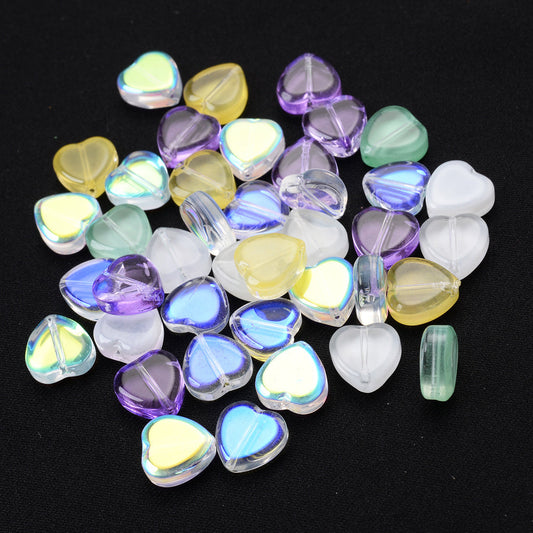 10pcs AB Color Heart Beads
